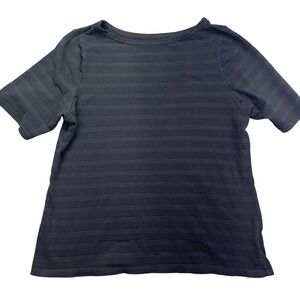 Charter Club Pima Cotton Top Textured Knit Short Sleeve Black 1X Boho